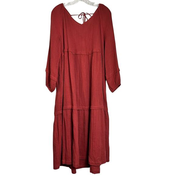 Tiered Gauze Midi Dress Wonderly M Boho Prairiecore Cottagecore Ecclectic (2991) - Picture 10 of 10